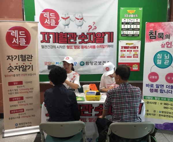 함양군보건소는 2018년 심뇌혈관질환 예방관리주간을 맞이해 1일 부터 7일까지 전국단위 합동 캠페인 '자기혈관 숫자알기' 레드서클 캠페인을 실시한다.