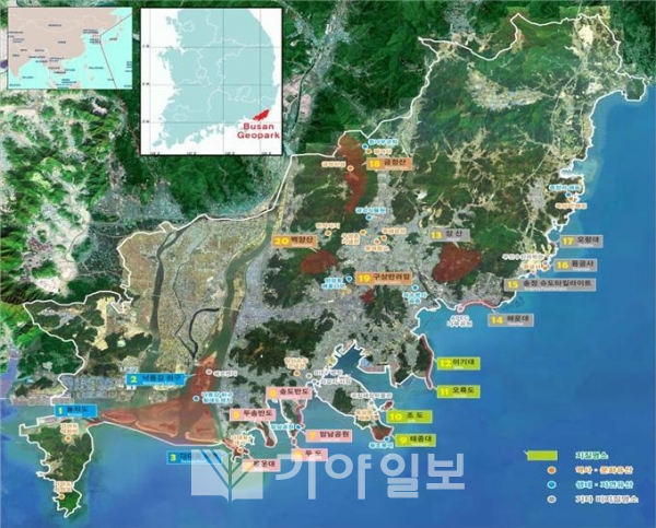부산 지질명소 위치도(사진제공=부산시)